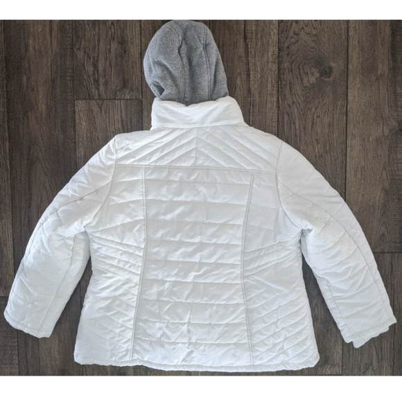 DETAILS INTL Womens White Puffer Jacket/Coat w/ Gray Sweatshirt Hood - Size XXL. - Picture 12 of 16